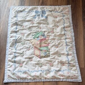 Vintage Baby Quilt with Pastel Clown Jack-In-The-Box blue ribbon abc blocks